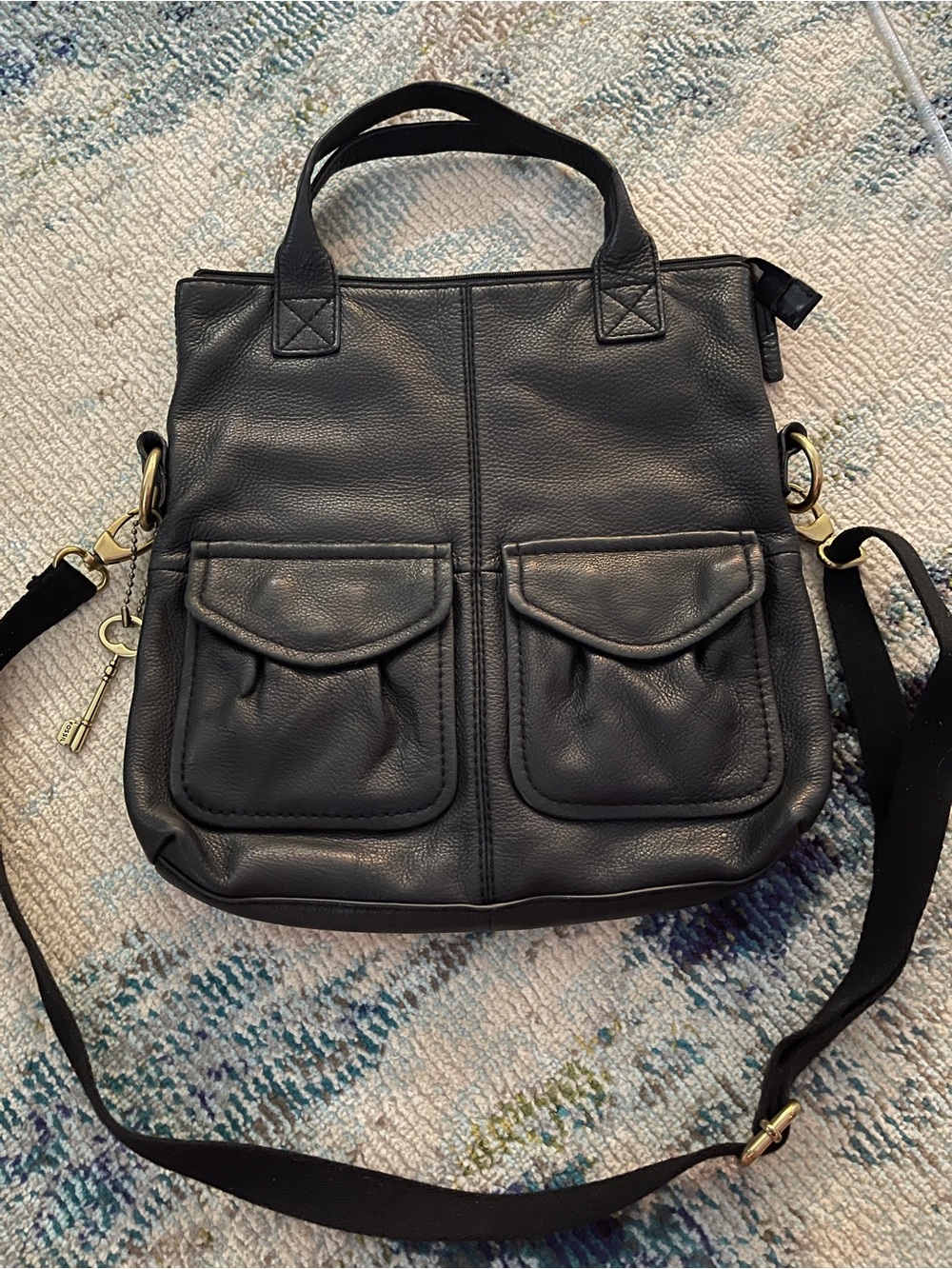 Fossil Modern Cargo Leather Crossbody Foldover Bag